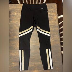 Nike Black Joggers with Gold and White Stripes